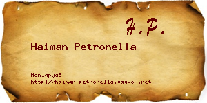 Haiman Petronella névjegykártya